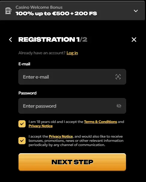 spinsy_Casino_regisration